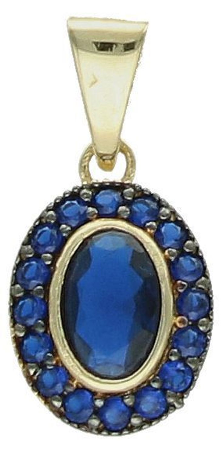 Zawieszka złota owalna z cyrkonią próba 585, ZA 7854A 585  Zawieszka wykonana z żółtego 14 karatowego złota o oryginalnej i ponadczasowej formie. Biżuteria idealna do każdego typu łańcuszka. Fantastyczny pomysł na prezent..jpg